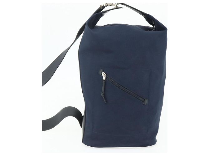Borsa a Spalla LOEWE in Tela Blu Navy Argento Autentica 175205 - vista 3