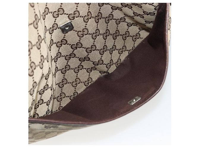 Borsa a Spalla GG Canvas Gucci Beige Argento 145857 Auth 175691 - vista 22
