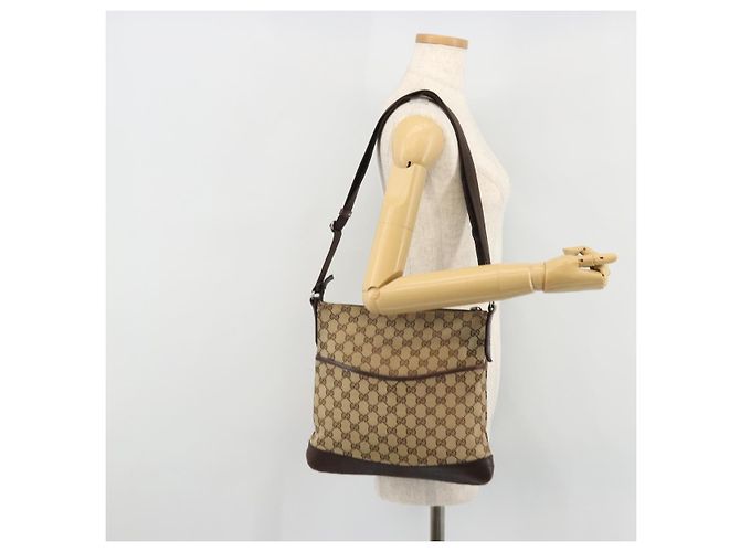 Borsa a Spalla GG Canvas Gucci Beige Argento 145857 Auth 175691 - vista 24