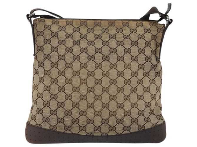 Borsa a Spalla GG Canvas Gucci Beige Argento 145857 Auth 175691 - vista 3