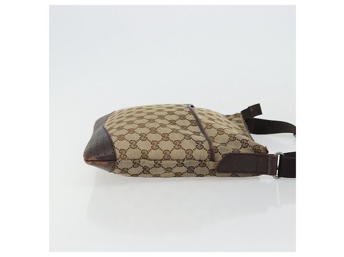 Borsa a Spalla GG Canvas Gucci Beige Argento 145857 Auth 175691 - vista 4