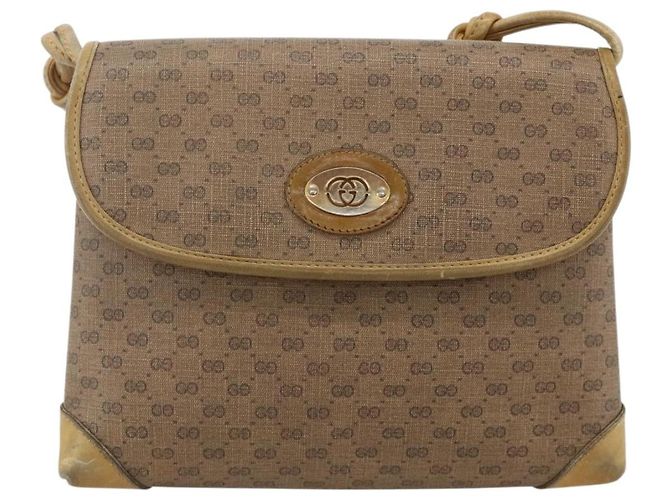 Gucci Bolso de Hombro Micro GG Supreme PVC Beige Dorado 007 49 5548 Auth 175279 - vista 2