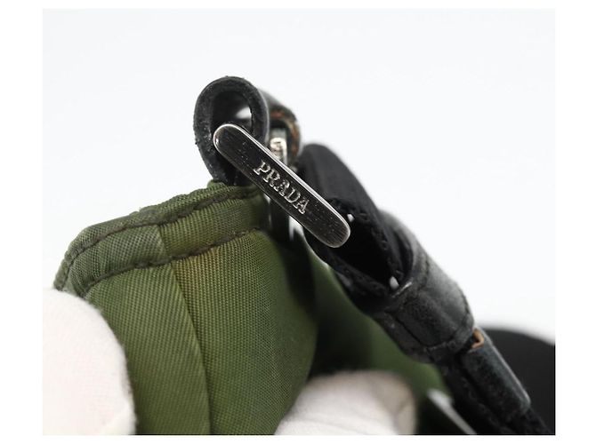 PRADA Schultertasche Nylon Grün Silber Authentisch 175332 - Ansicht 17