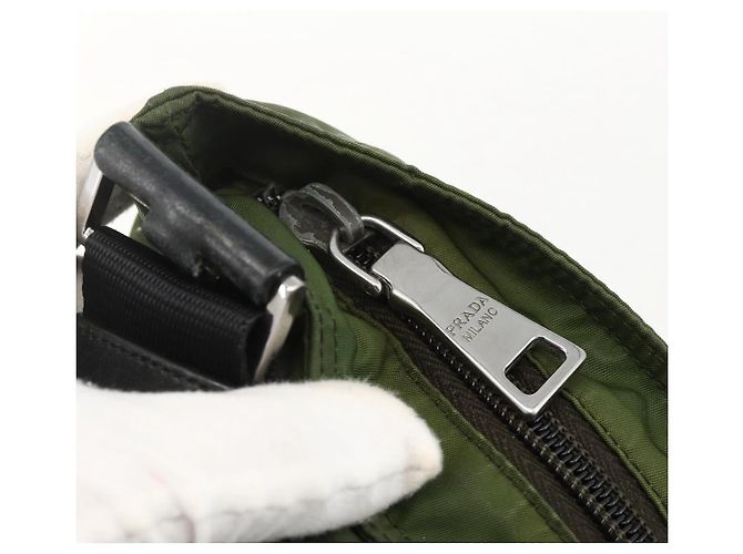 PRADA Schultertasche Nylon Grün Silber Authentisch 175332 - Ansicht 18