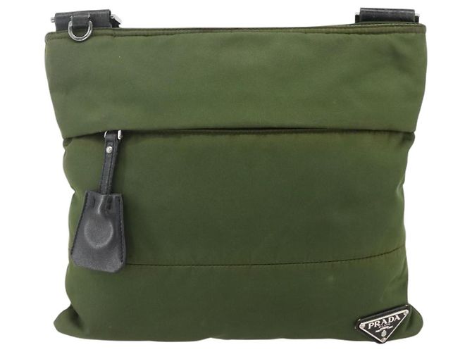 PRADA Schultertasche Nylon Grün Silber Authentisch 175332 - Ansicht 2