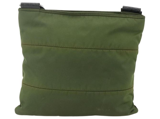 PRADA Schultertasche Nylon Grün Silber Authentisch 175332 - Ansicht 3