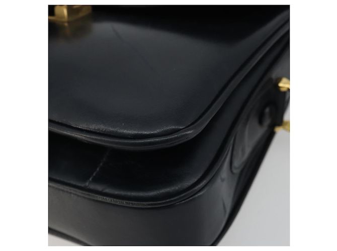 Borsa a spalla CÉLINE Carrozza in pelle blu navy e oro Auth YKZ1109 D'oro - vista 10