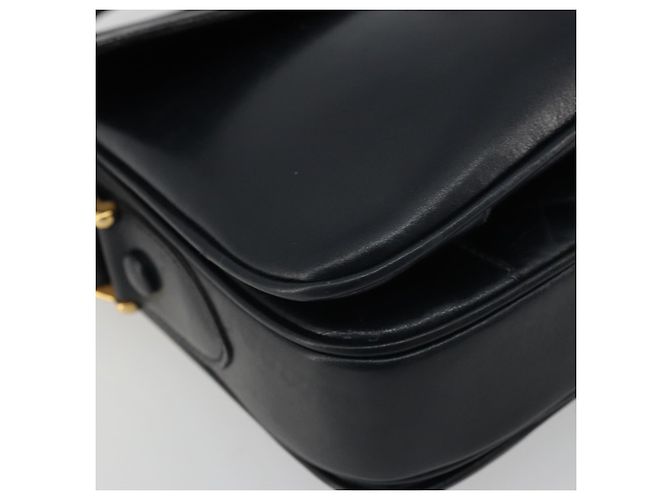 Borsa a spalla CÉLINE Carrozza in pelle blu navy e oro Auth YKZ1109 D'oro - vista 11