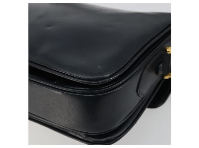 Borsa a spalla CÉLINE Carrozza in pelle blu navy e oro Auth YKZ1109 D'oro - vista 12