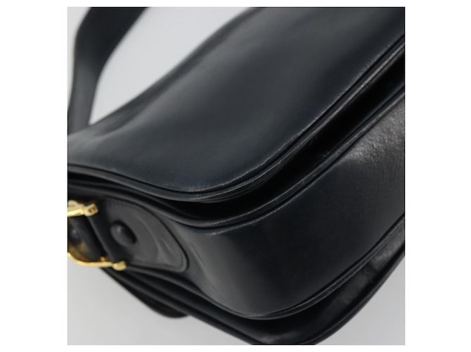 Borsa a spalla CÉLINE Carrozza in pelle blu navy e oro Auth YKZ1109 D'oro - vista 13
