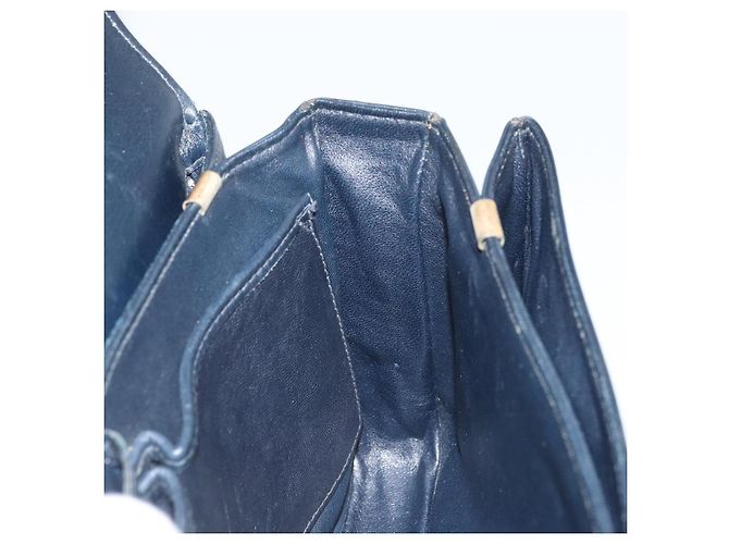 Borsa a spalla CÉLINE Carrozza in pelle blu navy e oro Auth YKZ1109 D'oro - vista 17