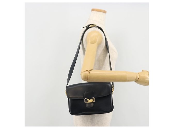 Borsa a spalla CÉLINE Carrozza in pelle blu navy e oro Auth YKZ1109 D'oro - vista 23