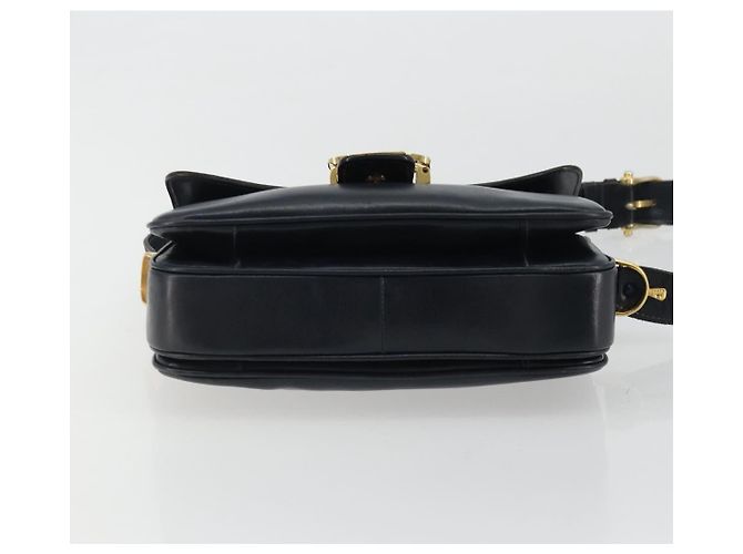 Borsa a spalla CÉLINE Carrozza in pelle blu navy e oro Auth YKZ1109 D'oro - vista 9
