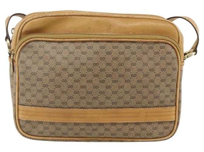 Gucci Borsa a Spalla Micro GG Supreme PVC Beige Oro 001 115 5443 Auth 175795 D'oro - vista 2