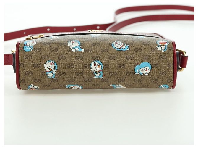Borsa di collaborazione GUCCI Micro GG Supreme Doraemon in PVC beige 647784 Auth 175960M D'oro - vista 10