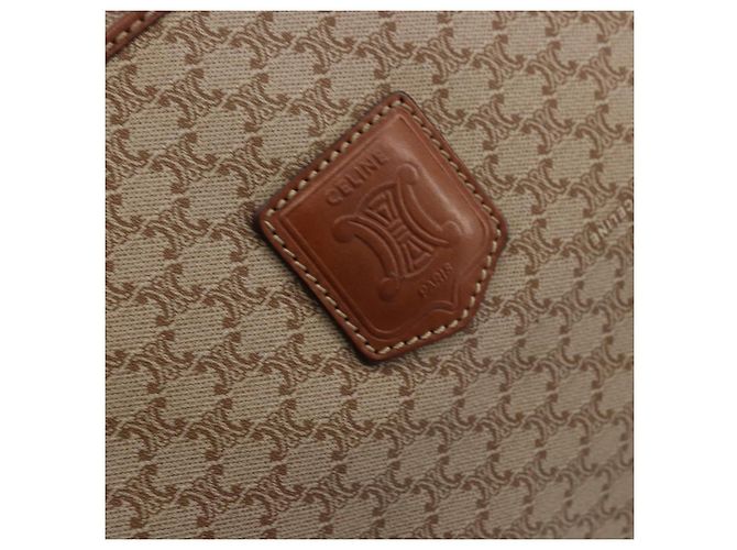 Céline Borsa a mano in tela Macadam CELINE PVC Beige Oro Auth ka3988A D'oro - vista 15
