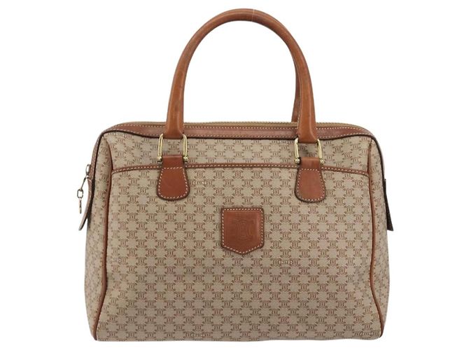 Céline Borsa a mano in tela Macadam CELINE PVC Beige Oro Auth ka3988A D'oro - vista 2