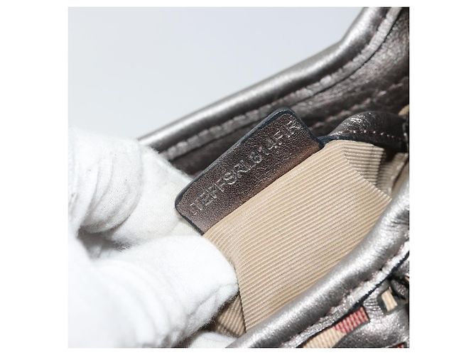 Burberry Schultertasche Leder Canvas Silber Authentisch ka3987A - Ansicht 21