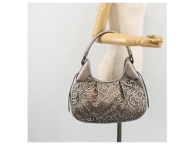Burberry Schultertasche Leder Canvas Silber Authentisch ka3987A - Ansicht 22