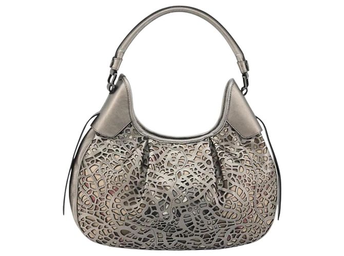 Burberry Schultertasche Leder Canvas Silber Authentisch ka3987A - Ansicht 3
