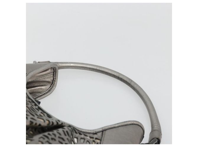 Burberry Schultertasche Leder Canvas Silber Authentisch ka3987A - Ansicht 8