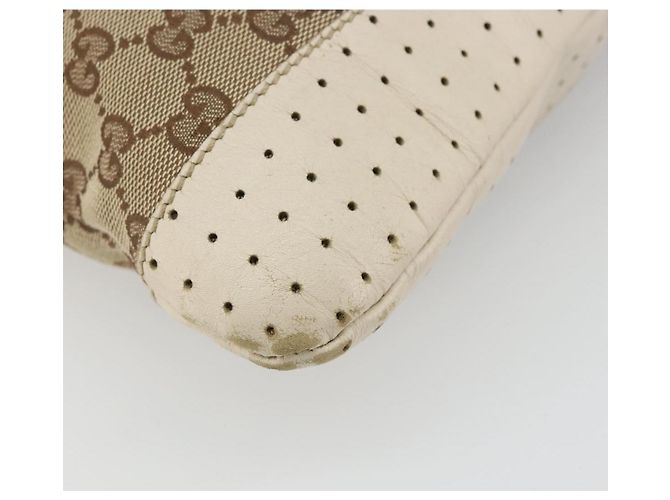 Borsa a Spalla GG Canvas Gucci Beige Argento 145857 Auth BA12133 - vista 14