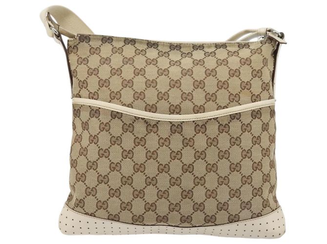Borsa a Spalla GG Canvas Gucci Beige Argento 145857 Auth BA12133 - vista 2
