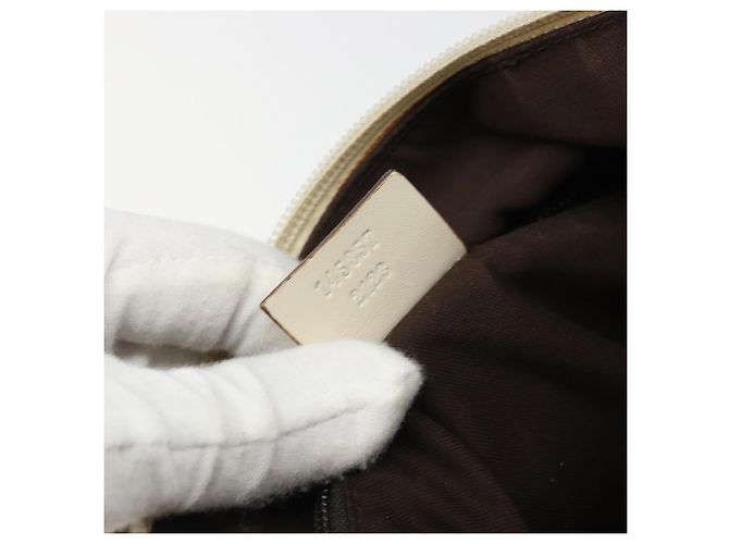 Borsa a Spalla GG Canvas Gucci Beige Argento 145857 Auth BA12133 - vista 24
