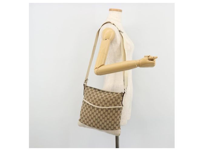 Borsa a Spalla GG Canvas Gucci Beige Argento 145857 Auth BA12133 - vista 25
