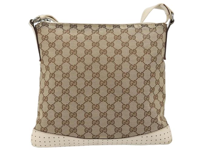 Borsa a Spalla GG Canvas Gucci Beige Argento 145857 Auth BA12133 - vista 3