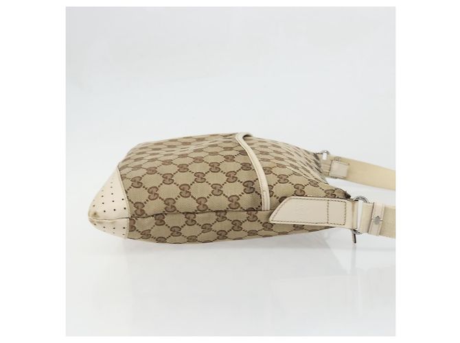 Borsa a Spalla GG Canvas Gucci Beige Argento 145857 Auth BA12133 - vista 4