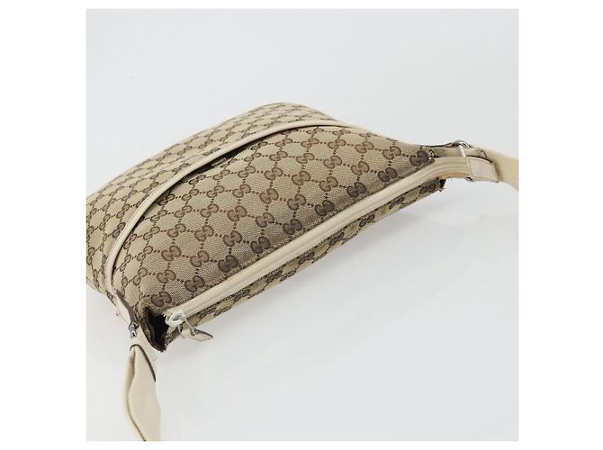Borsa a Spalla GG Canvas Gucci Beige Argento 145857 Auth BA12133 - vista 6