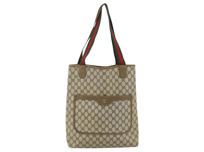 Borsa tote in PVC beige e oro della linea Sherry GG Supreme di GUCCI 39 02 003 Auth 176034 - vista 2