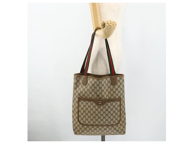 Borsa tote in PVC beige e oro della linea Sherry GG Supreme di GUCCI 39 02 003 Auth 176034 - vista 21