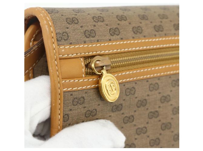 Gucci Borsa a Spalla Micro GG Supreme PVC Beige Oro 004 112 0264 Auth 175329 D'oro - vista 14