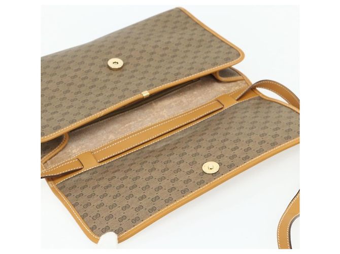 Gucci Borsa a Spalla Micro GG Supreme PVC Beige Oro 004 112 0264 Auth 175329 D'oro - vista 15