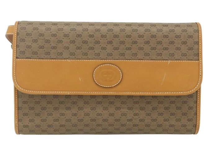 Gucci Borsa a Spalla Micro GG Supreme PVC Beige Oro 004 112 0264 Auth 175329 D'oro - vista 2