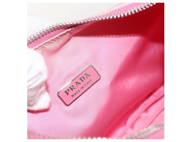 PRADA Borsa Pouch in Nylon Rosa Argento Auth 175327 - vista 17