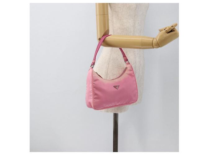 PRADA Borsa Pouch in Nylon Rosa Argento Auth 175327 - vista 22