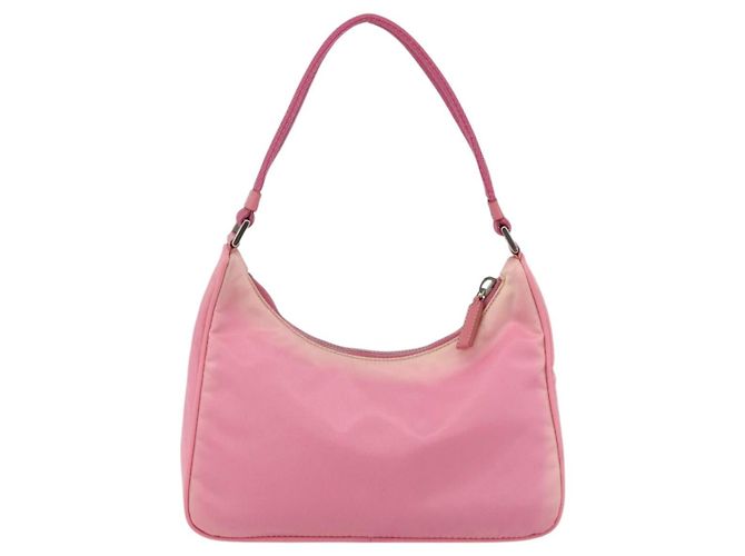 PRADA Borsa Pouch in Nylon Rosa Argento Auth 175327 - vista 3