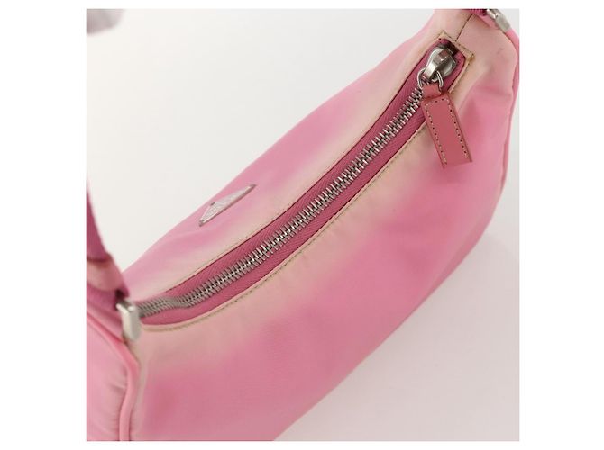 PRADA Borsa Pouch in Nylon Rosa Argento Auth 175327 - vista 6