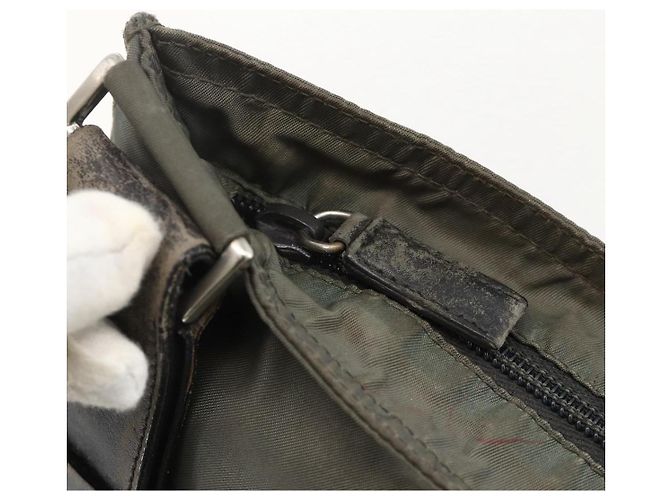 PRADA Schultertasche Nylon Grau Silber Authentisch 175700 Braun - Ansicht 16