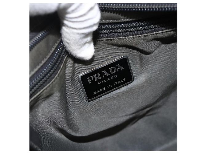 PRADA Schultertasche Nylon Grau Silber Authentisch 175700 Braun - Ansicht 17