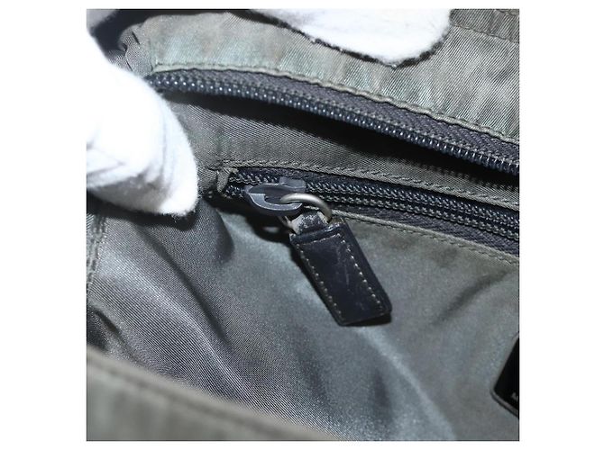 PRADA Schultertasche Nylon Grau Silber Authentisch 175700 Braun - Ansicht 24