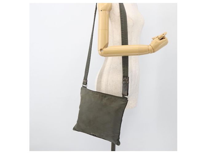 PRADA Schultertasche Nylon Grau Silber Authentisch 175700 Braun - Ansicht 27