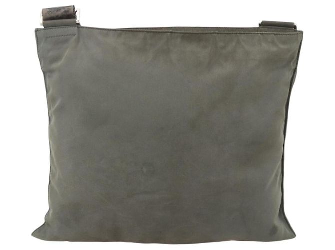 PRADA Schultertasche Nylon Grau Silber Authentisch 175700 Braun - Ansicht 3