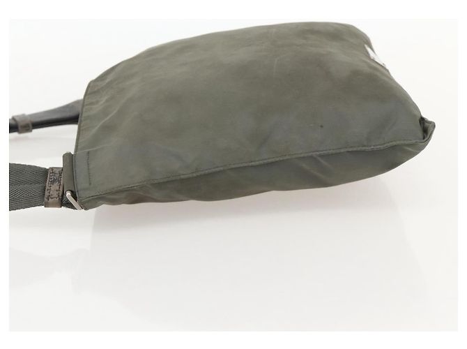 PRADA Schultertasche Nylon Grau Silber Authentisch 175700 Braun - Ansicht 4