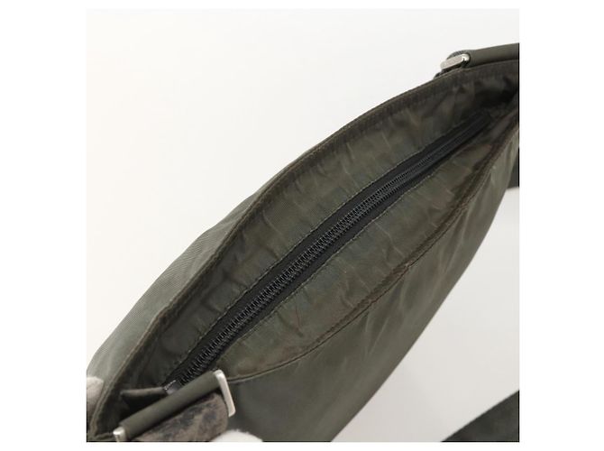 PRADA Schultertasche Nylon Grau Silber Authentisch 175700 Braun - Ansicht 6