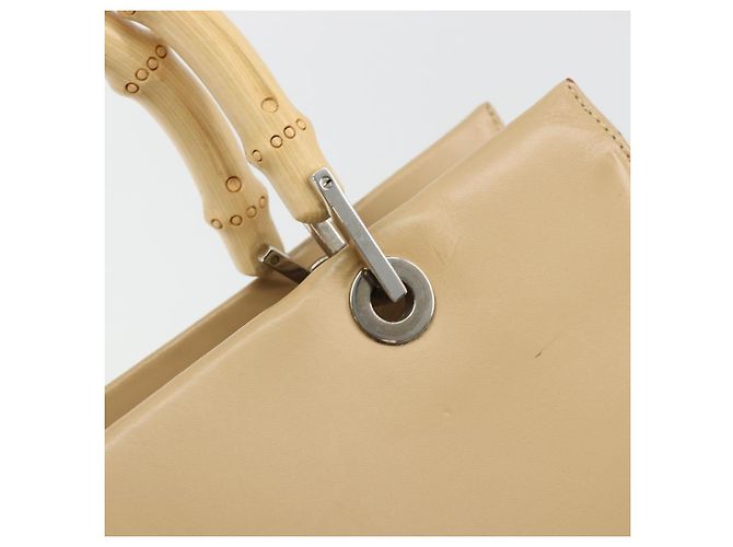 Bamboo Borsa a mano in pelle beige con bambù GUCCI Argento 002 1016 Auth 175328 - vista 15