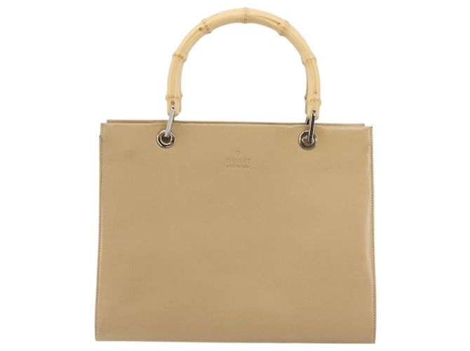 Bamboo Borsa a mano in pelle beige con bambù GUCCI Argento 002 1016 Auth 175328 - vista 2